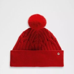 lululemon athletica Red Knit Pom-Pom Beanie